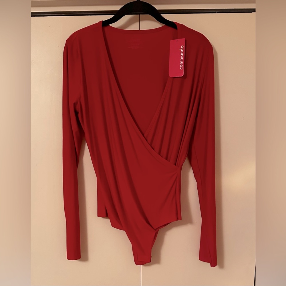 NWT Commando Butter Red Long Sleeve Wrap Bodysuit Medium